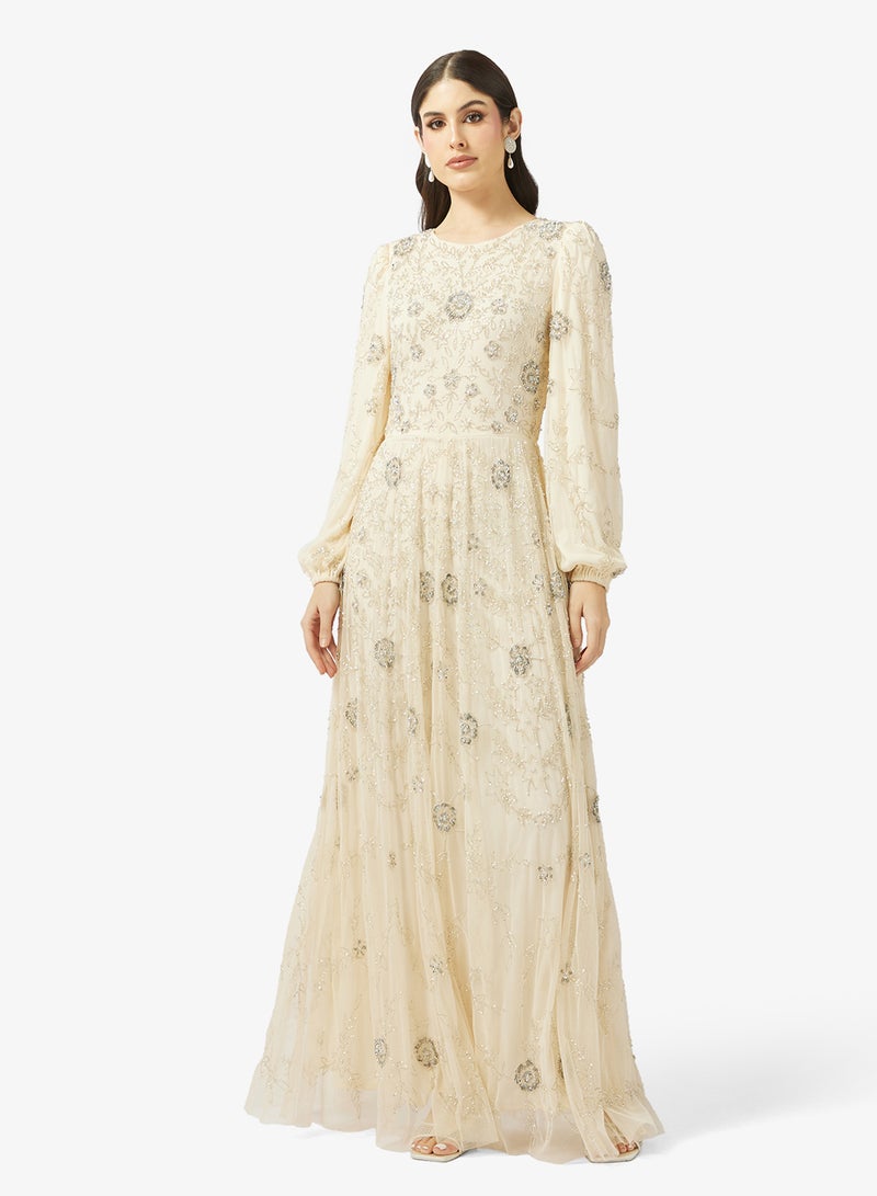 MARYISA Embellished Puff Sleeve Maxi Dress - Image 1